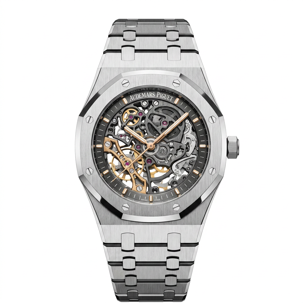 Audemars Piguet Royal Oak 15407ST Offen gearbeitet Skelett-Zifferblatt Beste OCTA 41mm (Freischwingend)