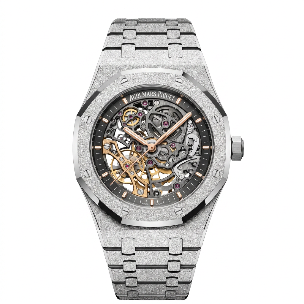 Audemars Piguet Royal Oak 15407BC Frosted Gold Offen gearbeitet Skelett-Zifferblatt Beste Edition OCTA 41mm (Freischwingend)